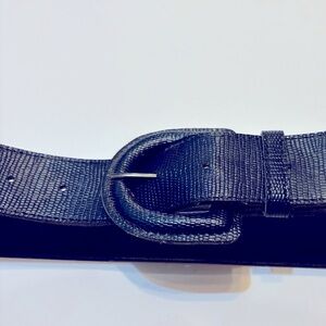 30.5” Blue Belt Vegan Leather Look Round Buckle